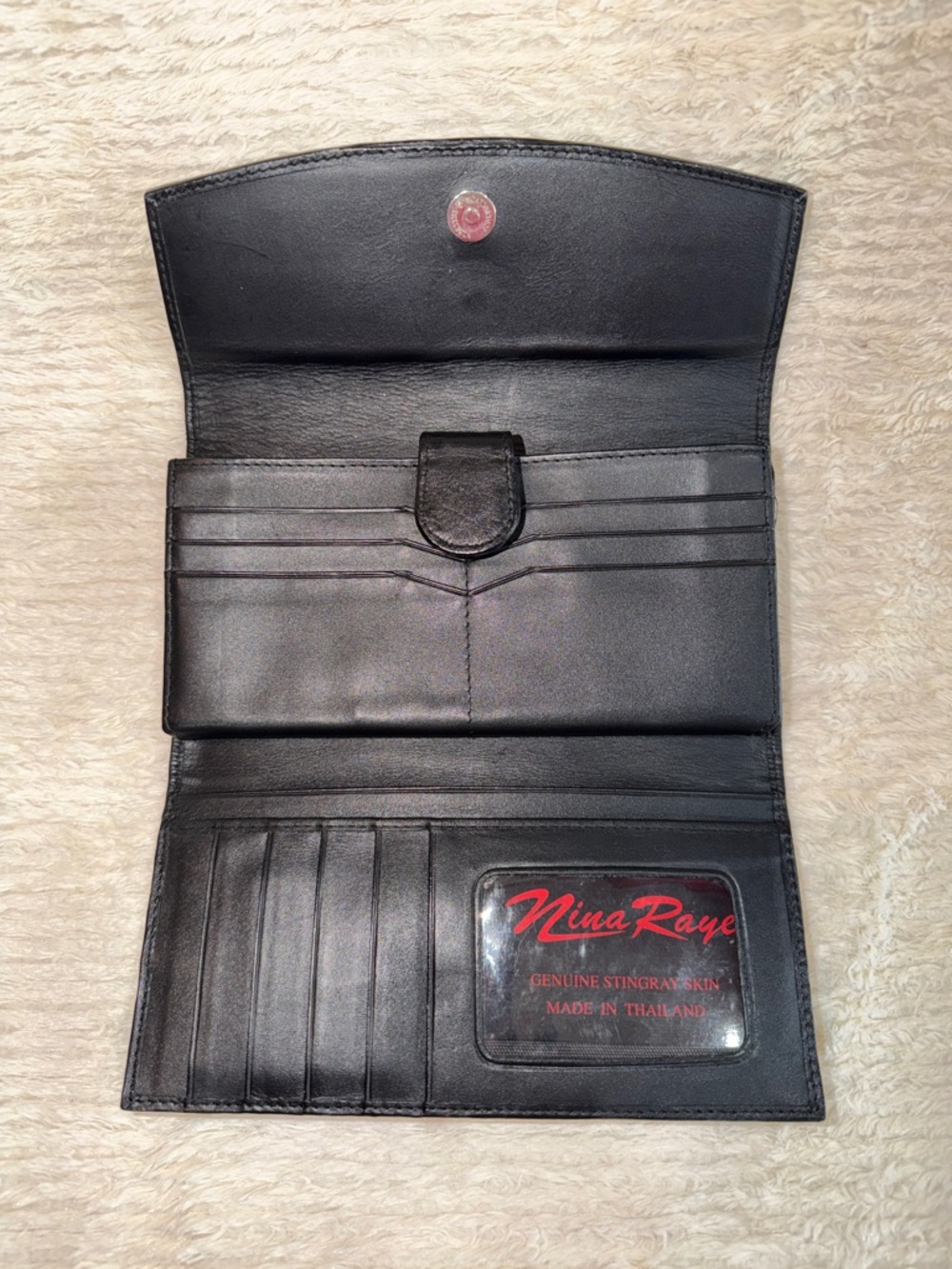 Black Stingray Leather Tote with Matching Wallet - Picture 8 of 14